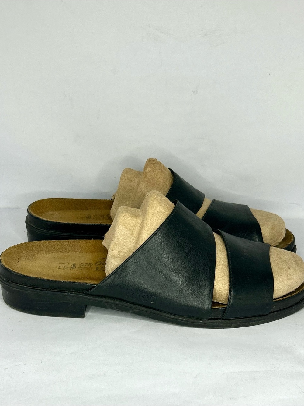 Naot Slide Sandals Womens Size 41 US 10 Black Leather Crisscross Strap